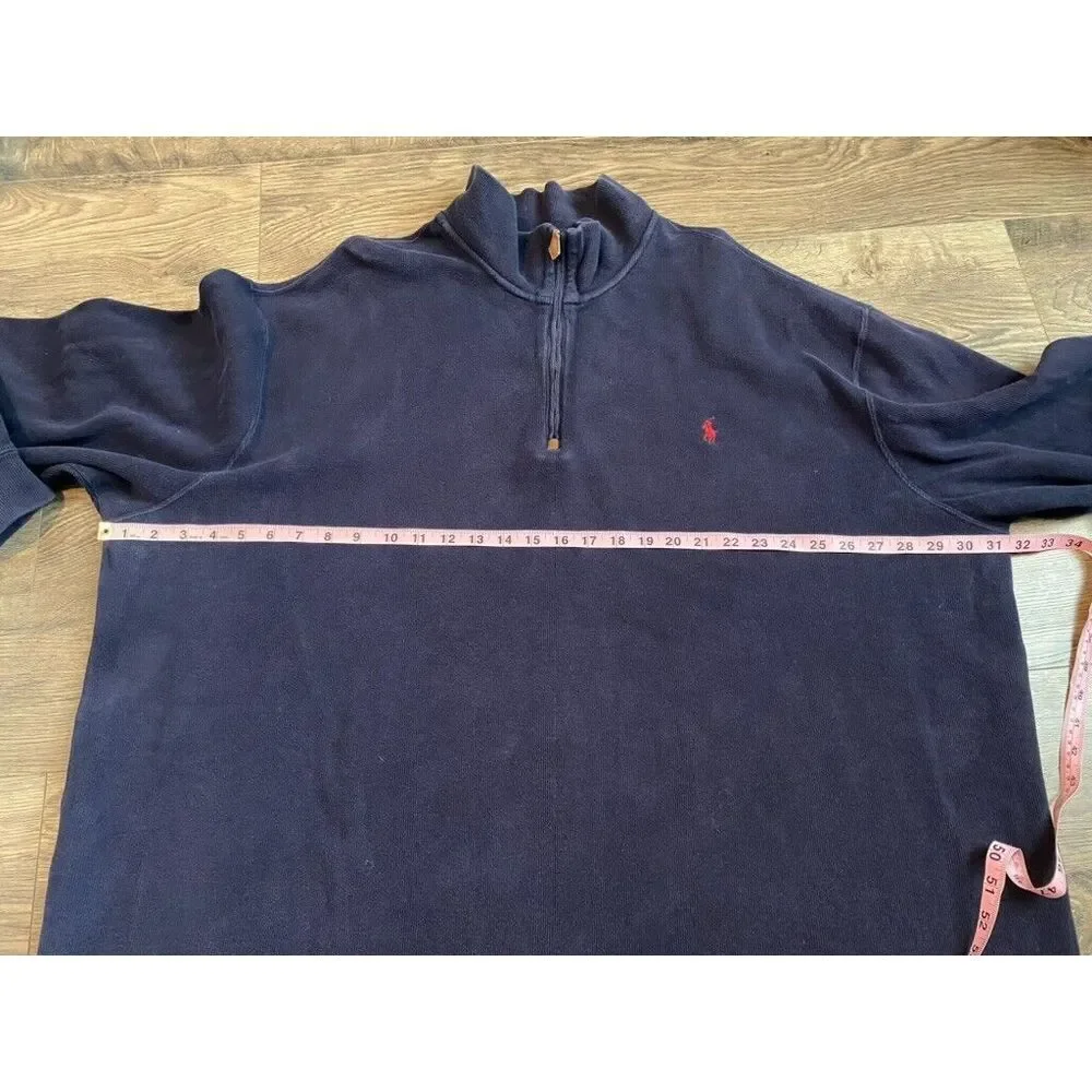 EUC Mens Polo By Ralph Lauren 1/4 zip blue pullover THICK 100% cotton size 3XLT